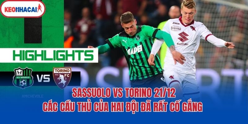 sassuolo vs torino 21 12 cac cau thu cua hai doi da rat co gang Sassuolo vs Torino 21/12 - Các cầu thủ của hai đội đã rất cố gắng